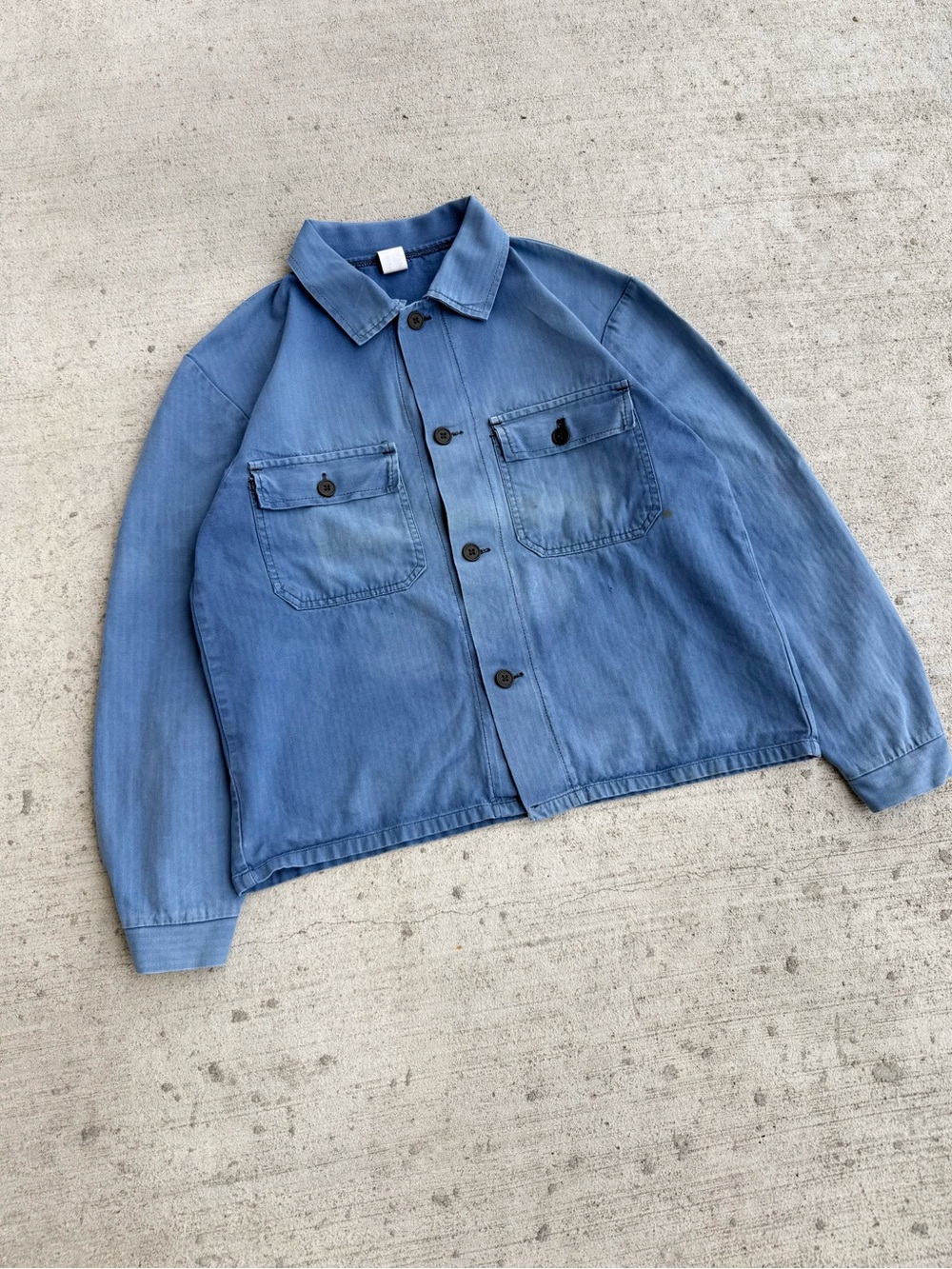 Vintage 70s 80s German HBT Cotton Faded Overshirt French Chore